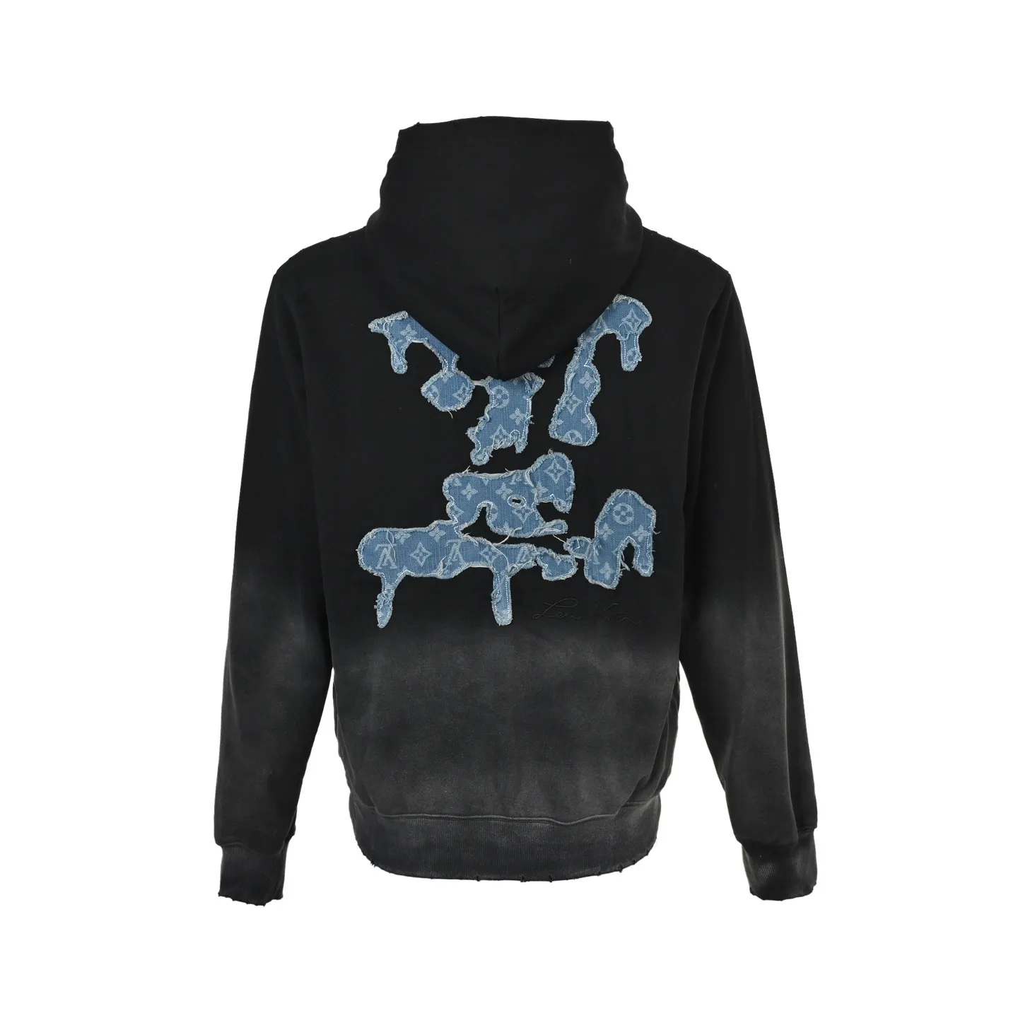 Louis Vuitton/Louis Vuitton cloud denim logo patch embroidery washed hooded sweatshirt